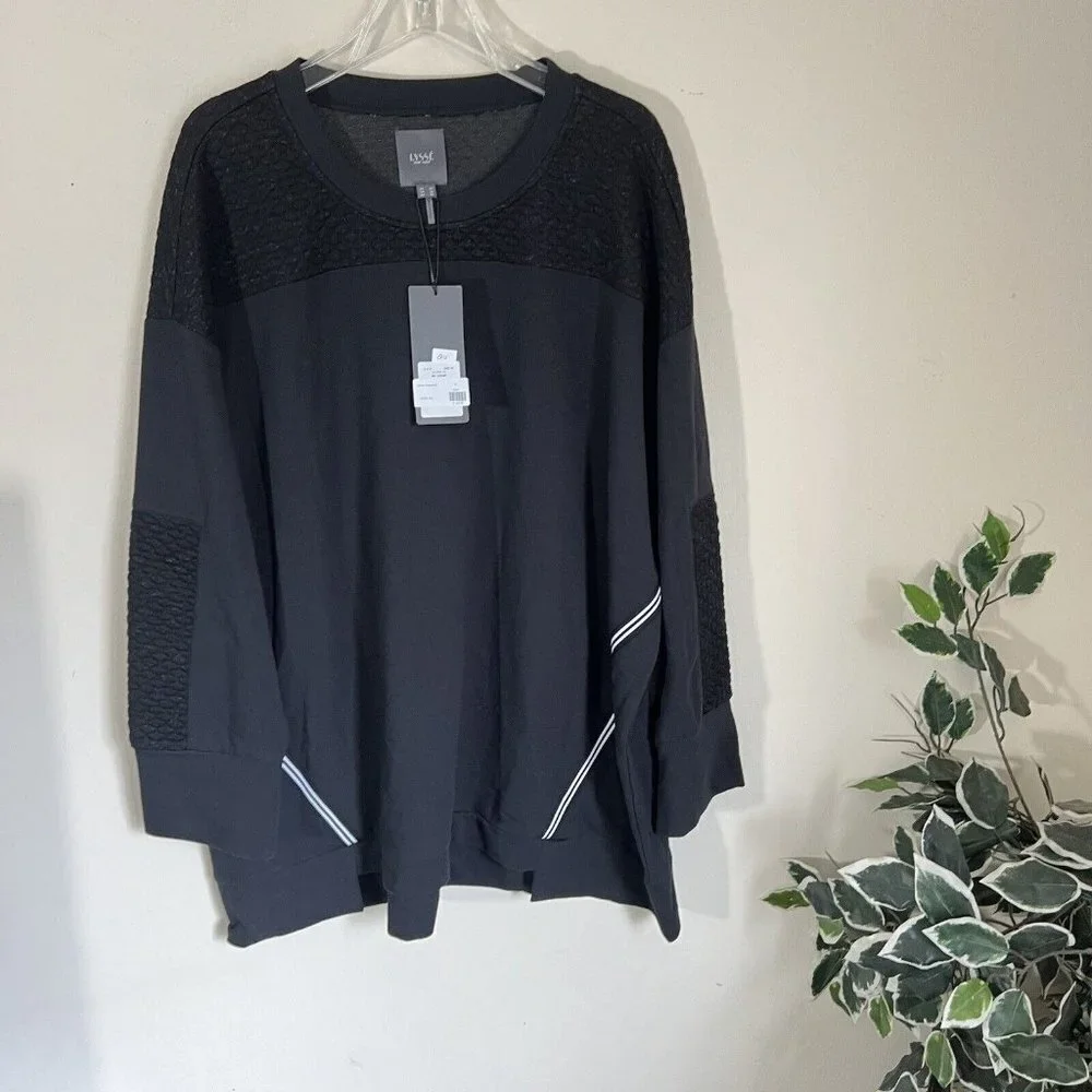 Lysse Devoe Sweatshirt Women’s Size 3X Black Cozy Oversized Quilted Jersey New - Picture 6 of 11